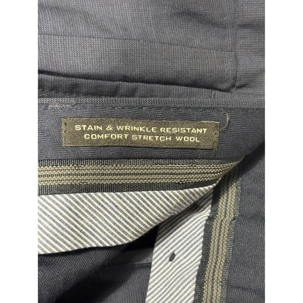 Banana Republic Slim Fit Navy Blue Stretch Wool Dress Pants Mens 32x34 Stain Res